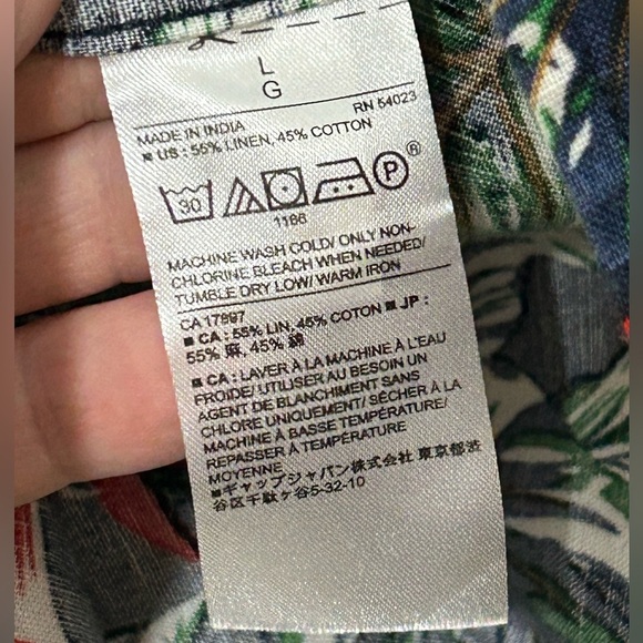 Banana Republic Factory Linen Blend Hawaiian Tropical Floral Button Up S… - Picture 8 of 10